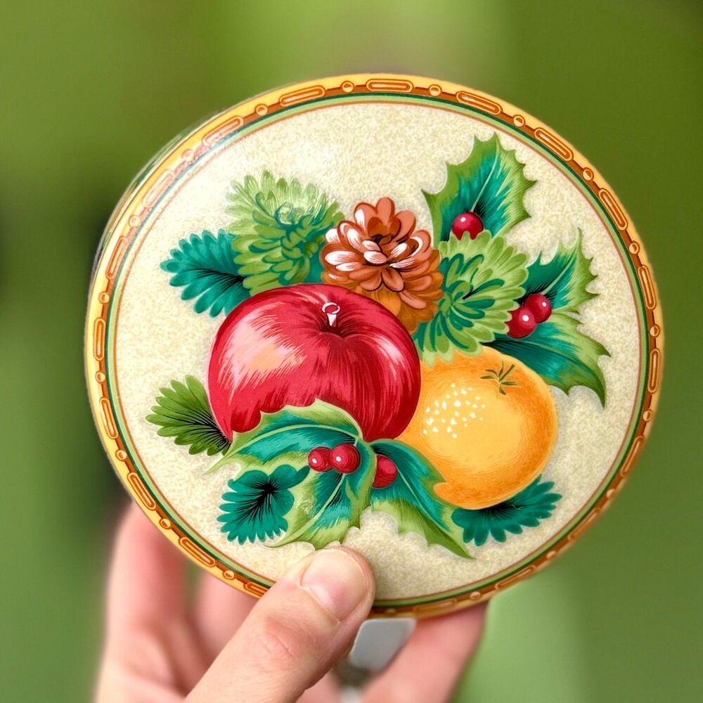 VTG Festive Fruity Pinecone + Floral Round Dainty Trinket Mikasa Dish Keepsake